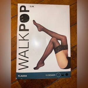 Walkpop Black Lace Top Stockings NEW